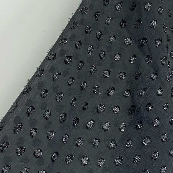 Talbots Solid Black Textured Swiss Dot Sheer Long Sleeve Surplice Blouse Size 8 - Picture 9 of 16